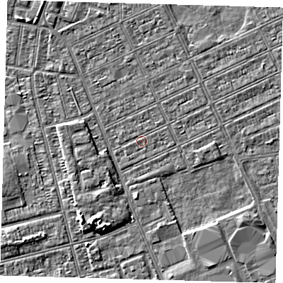Shaded relief map of the ground around DN328DZ, computed from Environment Agency LiDAR. The ground here sits at about 2 m above sea level and falls 5 m across the surrounding 800 m. Surface water reaching this point runs off ground lying to the south-west, 0.6 m higher.