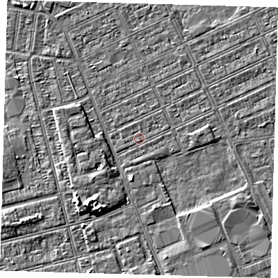 Shaded relief map of the ground around DN328EA, computed from Environment Agency LiDAR. The ground here sits at about 2 m above sea level and falls 5 m across the surrounding 800 m. Surface water reaching this point runs off ground lying to the south-south-west, 5.1 m higher.