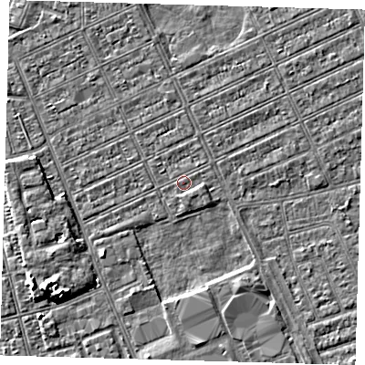 Shaded relief map of the ground around DN328EB, computed from Environment Agency LiDAR. The ground here sits at about 3 m above sea level and falls 5 m across the surrounding 800 m. Surface water reaching this point runs off ground lying to the east-south-east, 0.8 m higher.