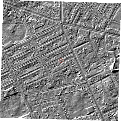 Shaded relief map of the ground around DN328EE, computed from Environment Agency LiDAR. The ground here sits at about 2 m above sea level and falls 3 m across the surrounding 800 m. Surface water reaching this point runs off ground lying to the east, 2.4 m higher.