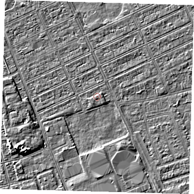 Shaded relief map of the ground around DN328EF, computed from Environment Agency LiDAR. The ground here sits at about 3 m above sea level and falls 5 m across the surrounding 800 m. Surface water reaching this point runs off ground lying to the north-east, 0.8 m higher.