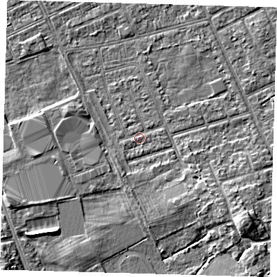 Shaded relief map of the ground around DN328ER, computed from Environment Agency LiDAR. The ground here sits at about 3 m above sea level and falls 6 m across the surrounding 800 m. Surface water reaching this point runs off ground lying to the south-south-east, 0.7 m higher.