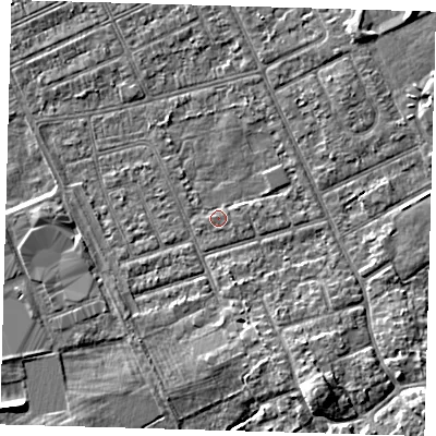 Shaded relief map of the ground around DN328EU, computed from Environment Agency LiDAR. The ground here sits at about 3 m above sea level and falls 5 m across the surrounding 800 m. Surface water reaching this point runs off ground lying to the south-south-east, 5.0 m higher.