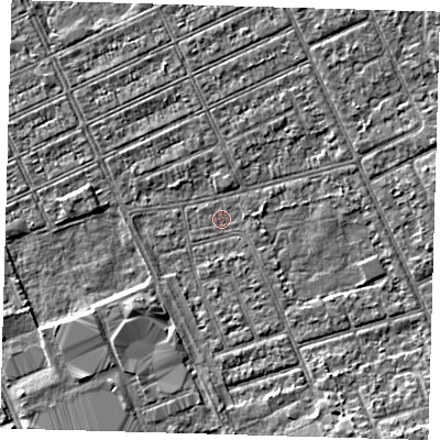 Shaded relief map of the ground around DN328EY, computed from Environment Agency LiDAR. The ground here sits at about 2 m above sea level and falls 4 m across the surrounding 800 m. Surface water reaching this point runs off ground lying to the south-west, 2.1 m higher.