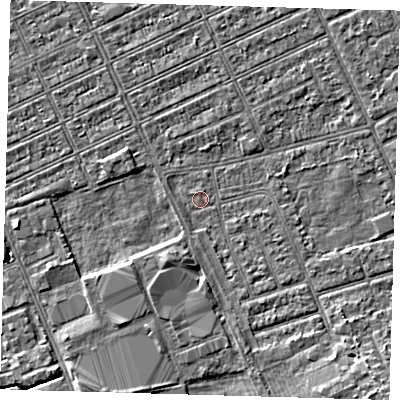 Shaded relief map of the ground around DN328HA, computed from Environment Agency LiDAR. The ground here sits at about 2 m above sea level and falls 4 m across the surrounding 800 m. Surface water reaching this point runs off ground lying to the south-south-west, 2.0 m higher.