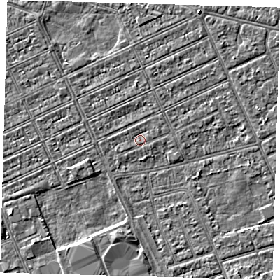 Shaded relief map of the ground around DN328HJ, computed from Environment Agency LiDAR. The ground here sits at about 2 m above sea level and falls 3 m across the surrounding 800 m. Surface water reaching this point runs off ground lying to the east-north-east, 0.6 m higher.