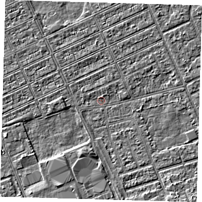 Shaded relief map of the ground around DN328HL, computed from Environment Agency LiDAR. The ground here sits at about 2 m above sea level and falls 3 m across the surrounding 800 m. Surface water reaching this point runs off ground lying to the north-east, 1.2 m higher.