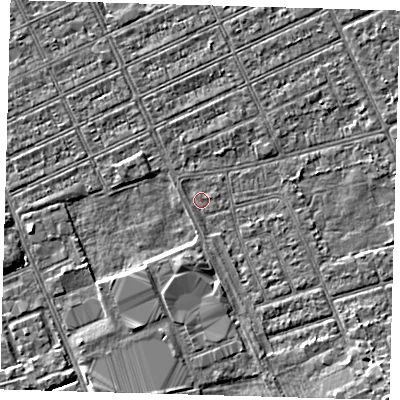 Shaded relief map of the ground around DN328HW, computed from Environment Agency LiDAR. The ground here sits at about 2 m above sea level and falls 3 m across the surrounding 800 m. Surface water reaching this point runs off ground lying to the west-south-west, 0.6 m higher.