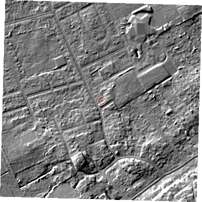 Shaded relief map of the ground around DN328JF, computed from Environment Agency LiDAR. The ground here sits at about 3 m above sea level and falls 7 m across the surrounding 800 m. Surface water reaching this point runs off ground lying to the south-south-west, 4.3 m higher.