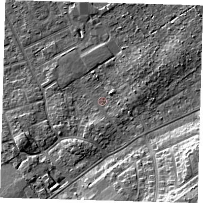 Shaded relief map of the ground around DN328NJ, computed from Environment Agency LiDAR. The ground here sits at about 3 m above sea level and falls 12 m across the surrounding 800 m. Surface water reaching this point runs off ground lying to the east-north-east, 2.7 m higher.