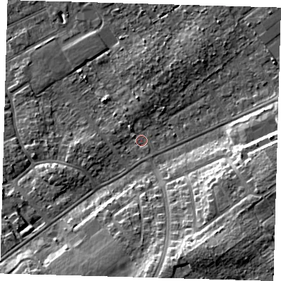 Shaded relief map of the ground around DN328NN, computed from Environment Agency LiDAR. The ground here sits at about 3 m above sea level and falls 12 m across the surrounding 800 m. Surface water reaching this point runs off ground lying to the west-south-west, 2.5 m higher.