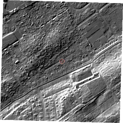 Shaded relief map of the ground around DN328NR, computed from Environment Agency LiDAR. The ground here sits at about 3 m above sea level and falls 12 m across the surrounding 800 m. Surface water reaching this point runs off ground lying to the south-east, 11.3 m higher.