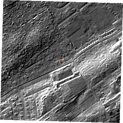 Shaded relief map of the ground around DN328NX, computed from Environment Agency LiDAR. The ground here sits at about 3 m above sea level and falls 15 m across the surrounding 800 m. Surface water reaching this point runs off ground lying to the east-south-east, 1.1 m higher.