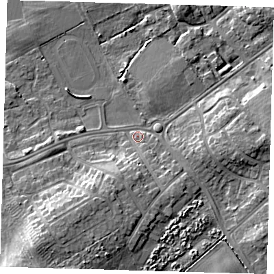 Shaded relief map of the ground around DN328QQ, computed from Environment Agency LiDAR. The ground here sits at about 5 m above sea level and falls 9 m across the surrounding 800 m. Surface water reaching this point runs off ground lying to the south-south-west, 5.7 m higher.
