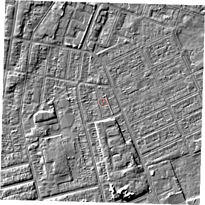 Shaded relief map of the ground around DN329EN, computed from Environment Agency LiDAR. The ground here sits at about 2 m above sea level and falls 5 m across the surrounding 800 m. Surface water reaching this point runs off ground lying to the north-north-east, 0.6 m higher.