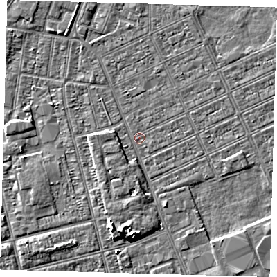 Shaded relief map of the ground around DN329EQ, computed from Environment Agency LiDAR. The ground here sits at about 2 m above sea level and falls 5 m across the surrounding 800 m. Surface water reaching this point runs off ground lying to the south-south-west, 4.6 m higher.