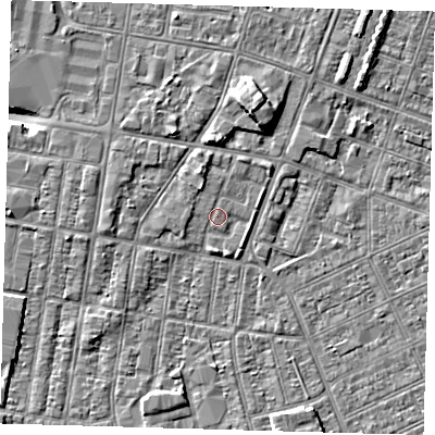 Shaded relief map of the ground around DN329EZ, computed from Environment Agency LiDAR. The ground here sits at about 3 m above sea level and falls 8 m across the surrounding 800 m. Surface water reaching this point runs off ground lying to the north-north-west, 1.5 m higher.