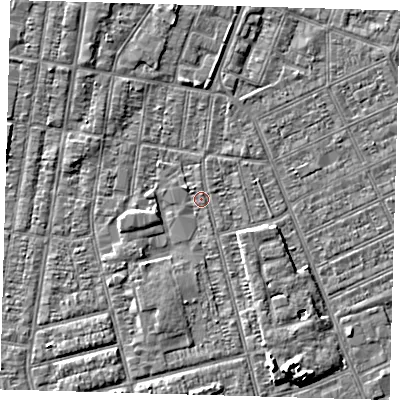 Shaded relief map of the ground around DN329HX, computed from Environment Agency LiDAR. The ground here sits at about 3 m above sea level and falls 5 m across the surrounding 800 m. Surface water reaching this point runs off ground lying to the south-south-west, 1.7 m higher.
