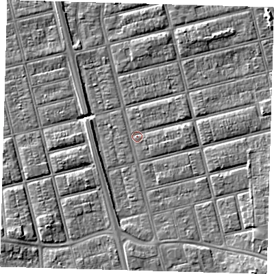 Shaded relief map of the ground around DN329LU, computed from Environment Agency LiDAR. The ground here sits at about 3 m above sea level and falls 8 m across the surrounding 800 m. Surface water reaching this point runs off ground lying to the south-east, 5.6 m higher.