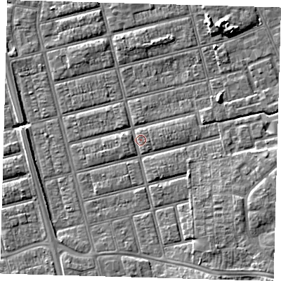 Shaded relief map of the ground around DN329NJ, computed from Environment Agency LiDAR. The ground here sits at about 4 m above sea level and falls 7 m across the surrounding 800 m. Surface water reaching this point runs off ground lying to the south-west, 1.1 m higher.