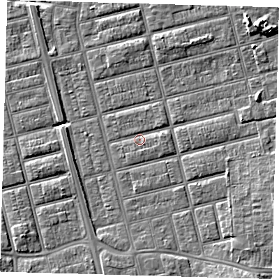 Shaded relief map of the ground around DN329NL, computed from Environment Agency LiDAR. The ground here sits at about 3 m above sea level and falls 7 m across the surrounding 800 m. Surface water reaching this point runs off ground lying to the east-south-east, 1.4 m higher.