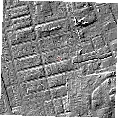 Shaded relief map of the ground around DN329NN, computed from Environment Agency LiDAR. The ground here sits at about 3 m above sea level and falls 6 m across the surrounding 800 m. Surface water reaching this point runs off ground lying to the east-south-east, 1.8 m higher.