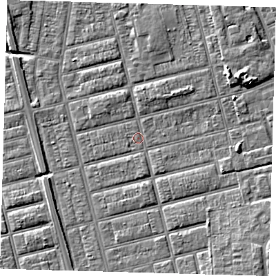 Shaded relief map of the ground around DN329NP, computed from Environment Agency LiDAR. The ground here sits at about 3 m above sea level and falls 7 m across the surrounding 800 m. Surface water reaching this point runs off ground lying to the north-north-east, 0.6 m higher.