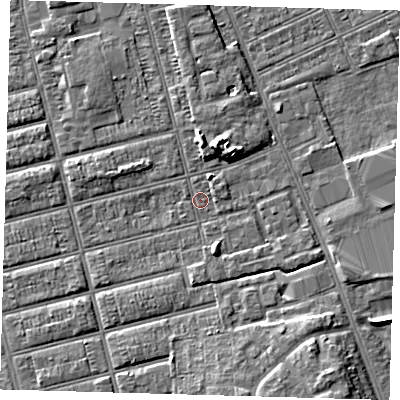 Shaded relief map of the ground around DN329PD, computed from Environment Agency LiDAR. The ground here sits at about 3 m above sea level and falls 6 m across the surrounding 800 m. Surface water reaching this point runs off ground lying to the south-south-east, 2.9 m higher.