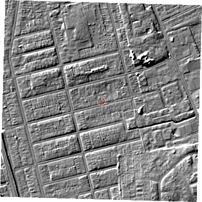 Shaded relief map of the ground around DN329PQ, computed from Environment Agency LiDAR. The ground here sits at about 3 m above sea level and falls 6 m across the surrounding 800 m. Surface water reaching this point runs off ground lying to the west-north-west, 0.6 m higher.