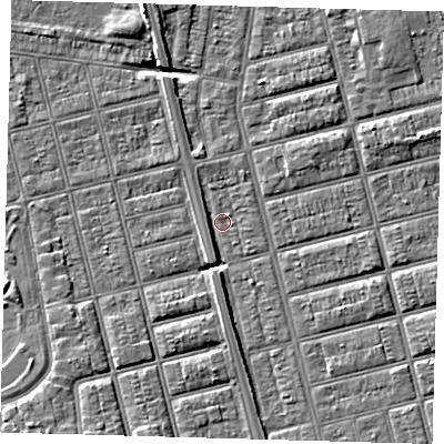 Shaded relief map of the ground around DN329QE, computed from Environment Agency LiDAR. The ground here sits at about 3 m above sea level and falls 5 m across the surrounding 800 m. Surface water reaching this point runs off ground lying to the south-south-west, 4.3 m higher.