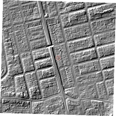Shaded relief map of the ground around DN329QF, computed from Environment Agency LiDAR. The ground here sits at about 3 m above sea level and falls 6 m across the surrounding 800 m. Surface water reaching this point runs off ground lying to the south-south-east, 2.9 m higher.