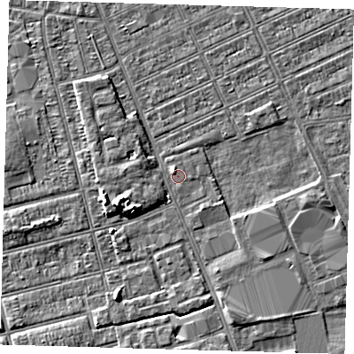Shaded relief map of the ground around DN329SQ, computed from Environment Agency LiDAR. The ground here sits at about 3 m above sea level and falls 5 m across the surrounding 800 m. Surface water reaching this point runs off ground lying to the north-west, 1.1 m higher.