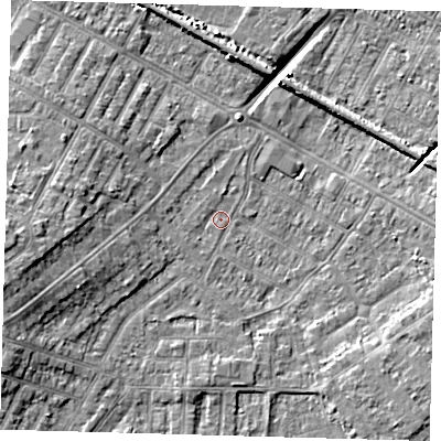 Shaded relief map of the ground around DN344AB, computed from Environment Agency LiDAR. The ground here sits at about 3 m above sea level and falls 9 m across the surrounding 800 m. Surface water reaching this point runs off ground lying to the west-south-west, 4.4 m higher.