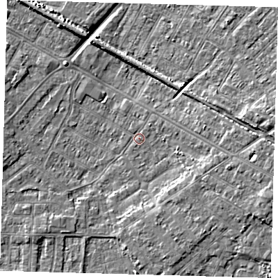 Shaded relief map of the ground around DN344AJ, computed from Environment Agency LiDAR. The ground here sits at about 3 m above sea level and falls 8 m across the surrounding 800 m. Surface water reaching this point runs off ground lying to the east-south-east, 4.7 m higher.
