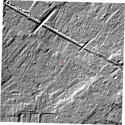 Shaded relief map of the ground around DN344AN, computed from Environment Agency LiDAR. The ground here sits at about 3 m above sea level and falls 8 m across the surrounding 800 m. Surface water reaching this point runs off ground lying to the east-south-east, 4.8 m higher.