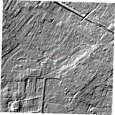 Shaded relief map of the ground around DN344AQ, computed from Environment Agency LiDAR. The ground here sits at about 3 m above sea level and falls 6 m across the surrounding 800 m. Surface water reaching this point runs off ground lying to the south-east, 0.9 m higher.