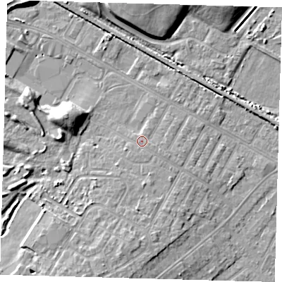 Shaded relief map of the ground around DN344DB, computed from Environment Agency LiDAR. The ground here sits at about 5 m above sea level and falls 9 m across the surrounding 800 m. Surface water reaching this point runs off ground lying to the south-south-east, 0.6 m higher.