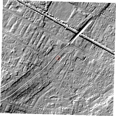 Shaded relief map of the ground around DN344EH, computed from Environment Agency LiDAR. The ground here sits at about 3 m above sea level and falls 9 m across the surrounding 800 m. Surface water reaching this point runs off ground lying to the south-west, 1.0 m higher.