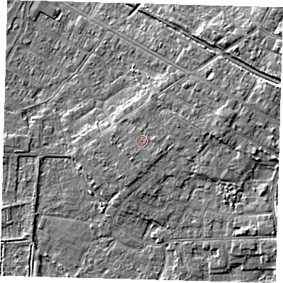 Shaded relief map of the ground around DN344PF, computed from Environment Agency LiDAR. The ground here sits at about 5 m above sea level and falls 7 m across the surrounding 800 m. Surface water reaching this point runs off ground lying to the south-south-west, 0.7 m higher.