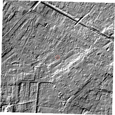 Shaded relief map of the ground around DN344PH, computed from Environment Agency LiDAR. The ground here sits at about 3 m above sea level and falls 7 m across the surrounding 800 m. Surface water reaching this point runs off ground lying to the east, 4.3 m higher.