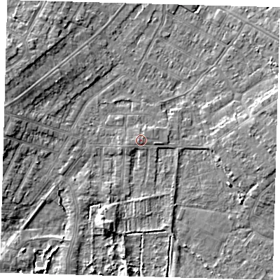 Shaded relief map of the ground around DN344PS, computed from Environment Agency LiDAR. The ground here sits at about 3 m above sea level and falls 7 m across the surrounding 800 m. Surface water reaching this point runs off ground lying to the west-south-west, 0.5 m higher.
