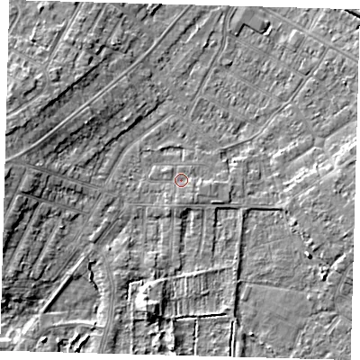 Shaded relief map of the ground around DN344QR, computed from Environment Agency LiDAR. The ground here sits at about 3 m above sea level and falls 6 m across the surrounding 800 m. Surface water reaching this point runs off ground lying to the south-south-east, 1.0 m higher.