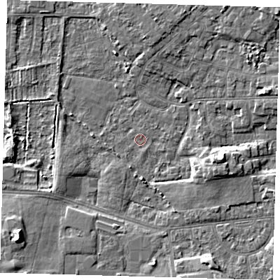 Shaded relief map of the ground around DN344TE, computed from Environment Agency LiDAR. The ground here sits at about 2 m above sea level and falls 8 m across the surrounding 800 m. Surface water reaching this point runs off ground lying to the south-south-east, 4.6 m higher.