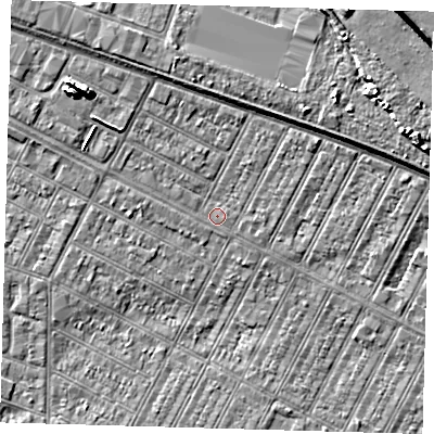 Shaded relief map of the ground around DN357AF, computed from Environment Agency LiDAR. The ground here sits at about 3 m above sea level and falls 9 m across the surrounding 800 m. Surface water reaching this point runs off ground lying to the north-west, 6.5 m higher.