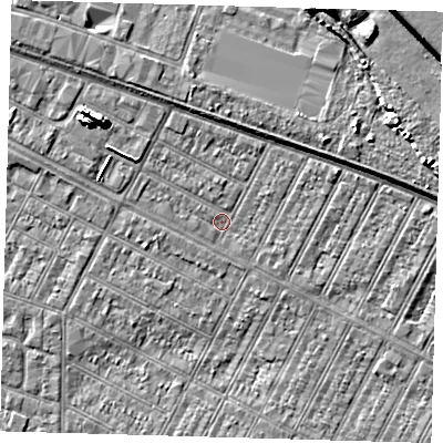 Shaded relief map of the ground around DN357AR, computed from Environment Agency LiDAR. The ground here sits at about 3 m above sea level and falls 10 m across the surrounding 800 m. Surface water reaching this point runs off ground lying to the north-west, 6.5 m higher.