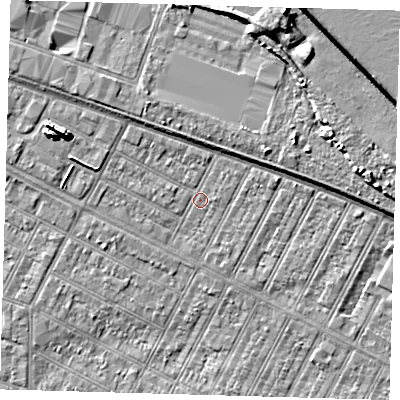 Shaded relief map of the ground around DN357AS, computed from Environment Agency LiDAR. The ground here sits at about 3 m above sea level and falls 10 m across the surrounding 800 m. Surface water reaching this point runs off ground lying to the north, 2.1 m higher.