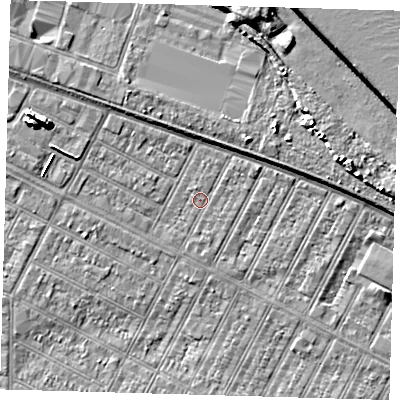 Shaded relief map of the ground around DN357BA, computed from Environment Agency LiDAR. The ground here sits at about 3 m above sea level and falls 10 m across the surrounding 800 m. Surface water reaching this point runs off ground lying to the north-east, 2.3 m higher.