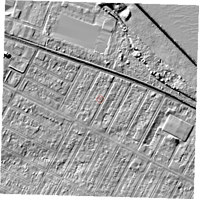 Shaded relief map of the ground around DN357BE, computed from Environment Agency LiDAR. The ground here sits at about 3 m above sea level and falls 10 m across the surrounding 800 m. Surface water reaching this point runs off ground lying to the north-east, 2.3 m higher.