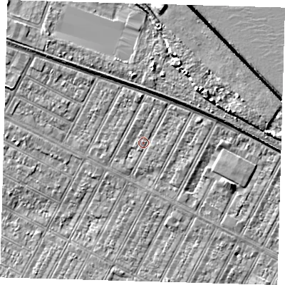 Shaded relief map of the ground around DN357BH, computed from Environment Agency LiDAR. The ground here sits at about 3 m above sea level and falls 9 m across the surrounding 800 m. Surface water reaching this point runs off ground lying to the north-east, 2.8 m higher.