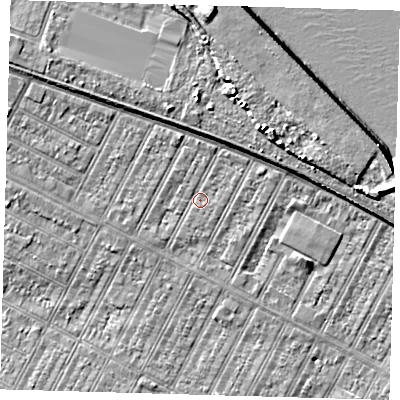 Shaded relief map of the ground around DN357BJ, computed from Environment Agency LiDAR. The ground here sits at about 3 m above sea level and falls 9 m across the surrounding 800 m. Surface water reaching this point runs off ground lying to the north-east, 2.8 m higher.